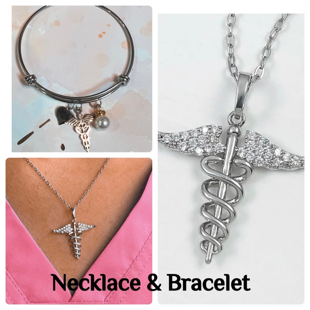 🌺 Caduceus Necklace & Bracelet Bundle🩺